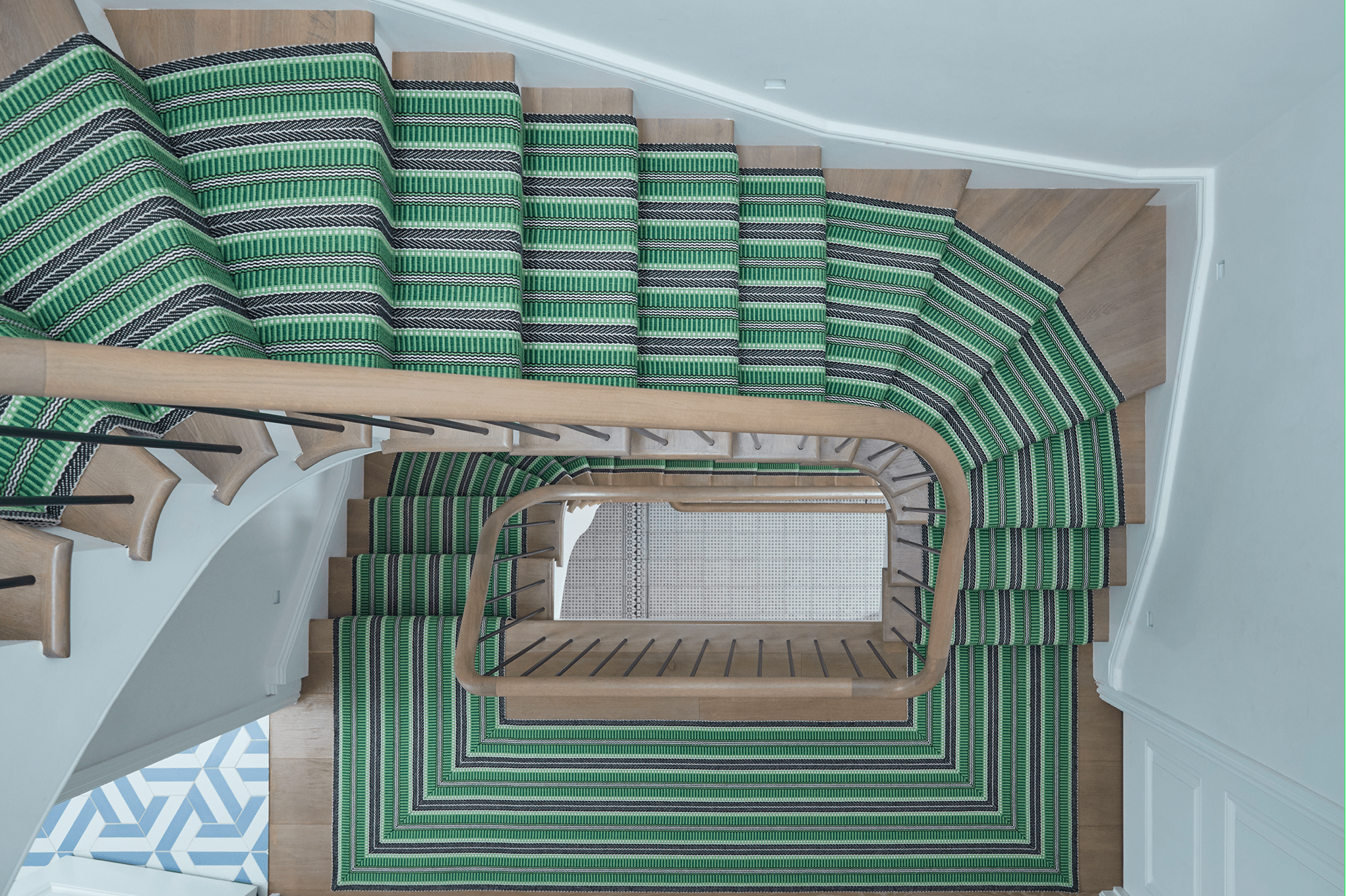 Emerald striped stair runner by Roger Oates