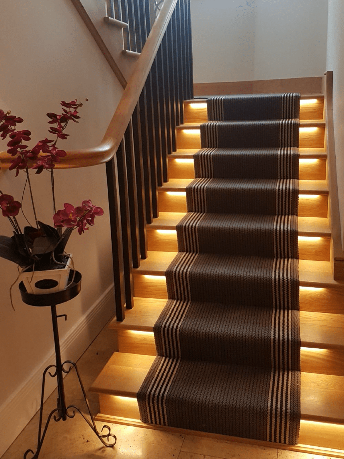 Roger Oats Stair Runner, Flaxman Pewter