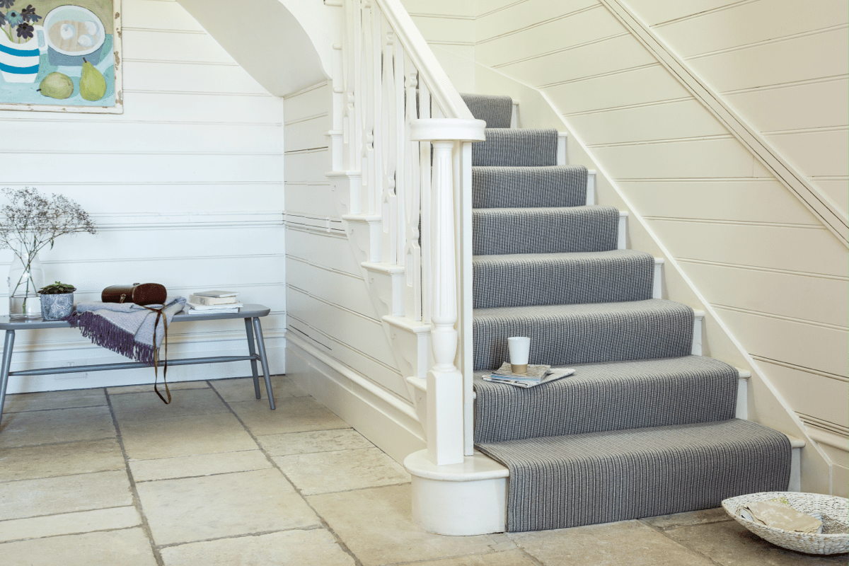 Comar Carpets Stair Runner, blue stripe avebury stripe